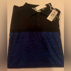 SOBK Men's Black & Blue Polo Shirt Size XL Casual Comfy Retro Minimalist NWT